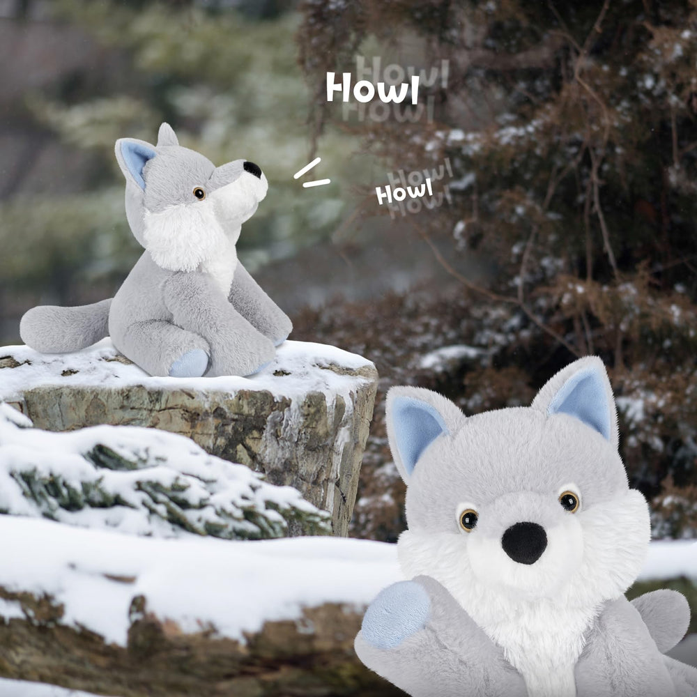SuzziPals Wolf plush cuddling moment with family
