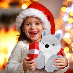 SuzziPals Wolf plush compact for travel and on-the-go