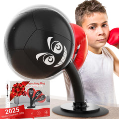 SVANE desktop punching bag with suction base on a smooth desk surface for quick tension relief
