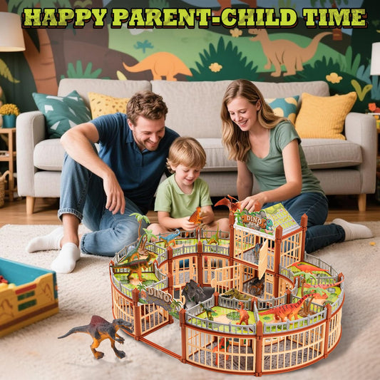 SVANE dinosaur park build set helps kids arrange habitats and develop spatial thinking.