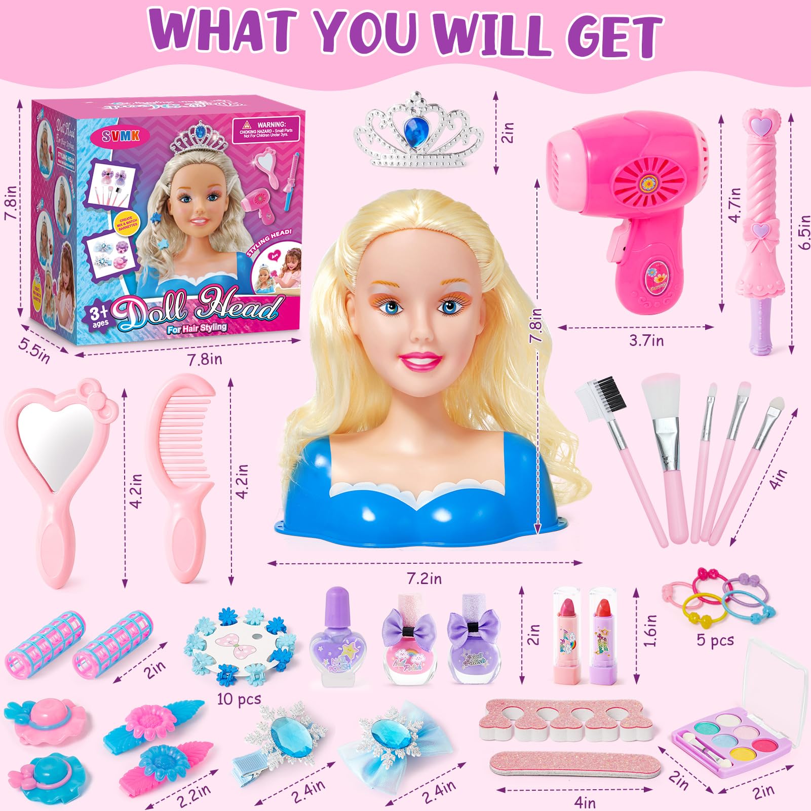 SVMK daisy-clips for doll head secure playful hairstyles.