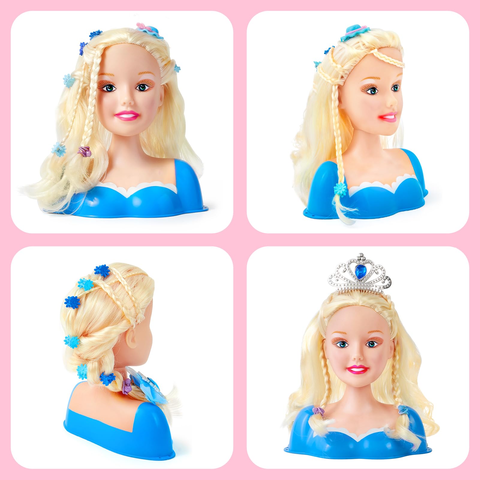 SVMK doll head brushes and accessories support varied hairstyles.