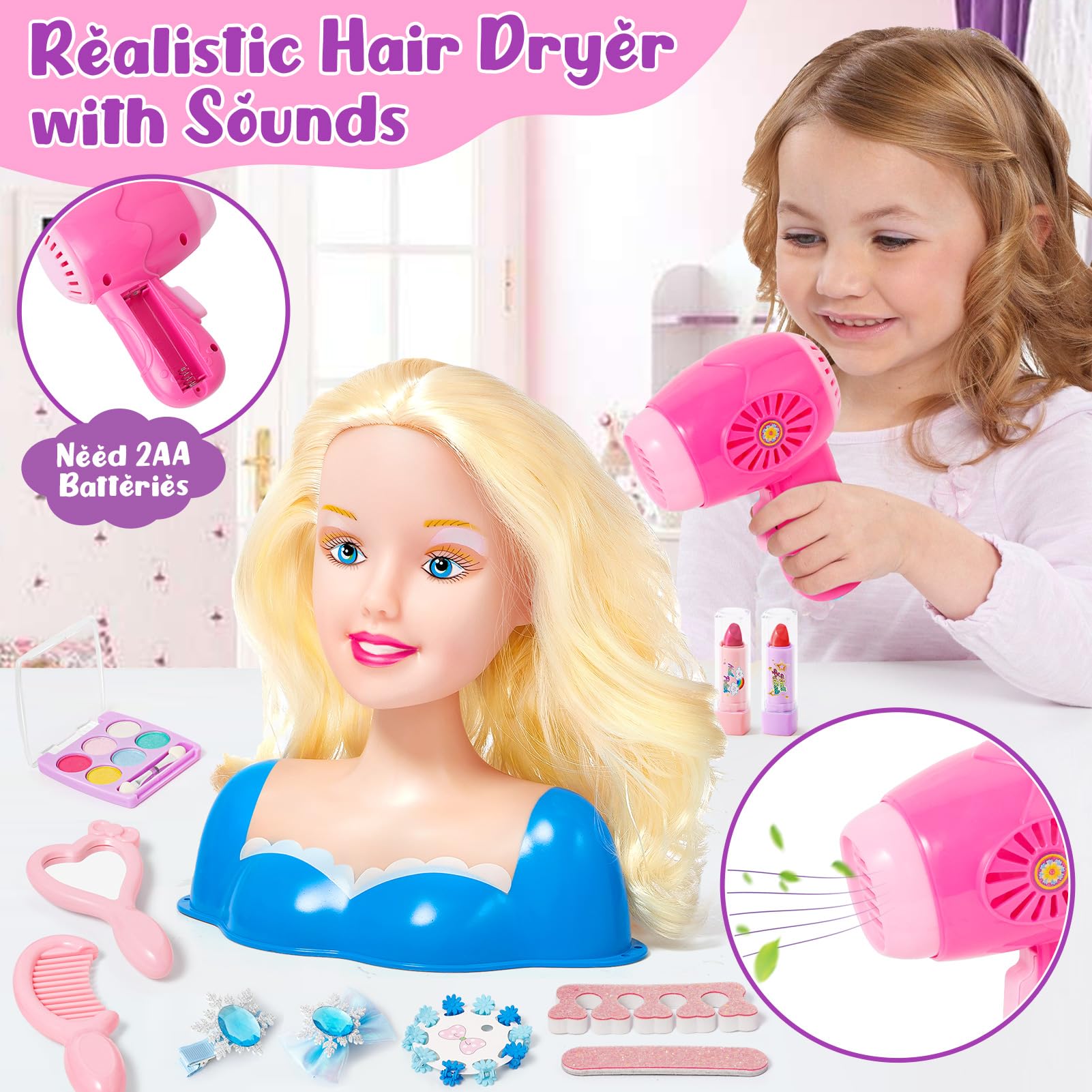 SVMK doll head crown accessory adds royal flair to styling pretend play.