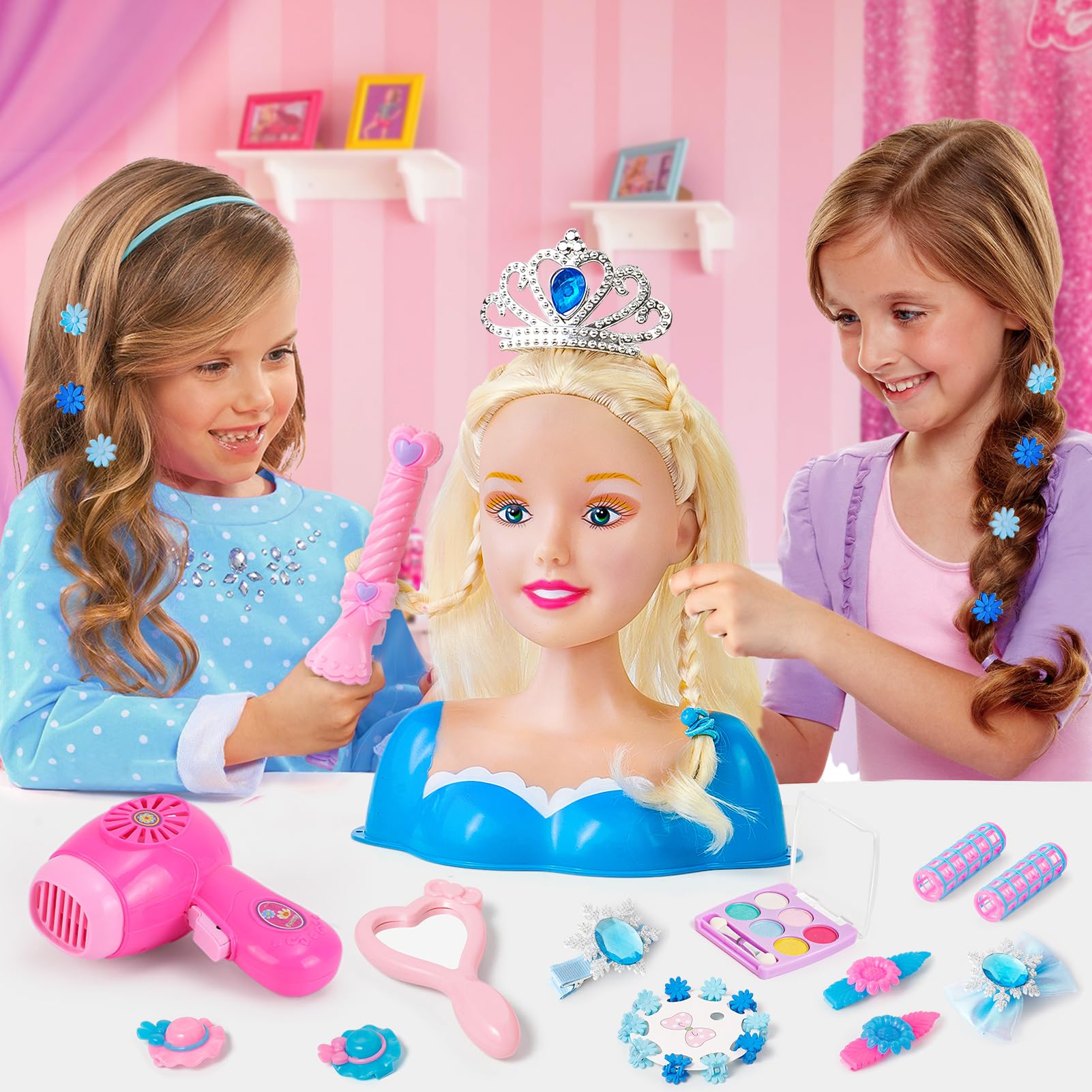 SVMK doll head curling iron lets kids create curled styles safely.