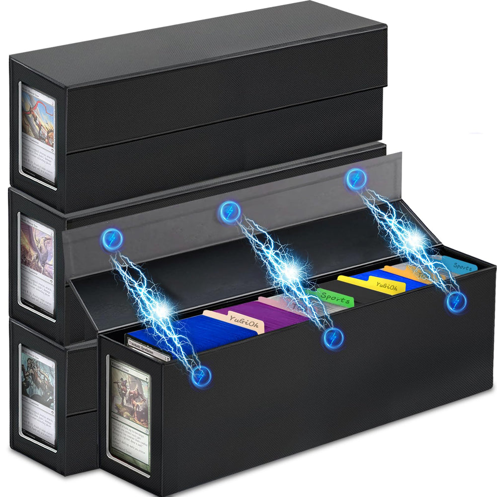 Swaitee magnetic card storage box with top loaders for secure card protection.