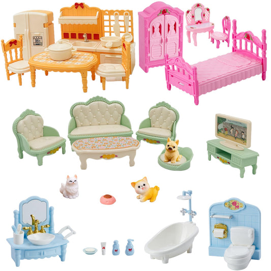 SwankyStyle 36Pcs dollhouse dining room set for imaginative play
