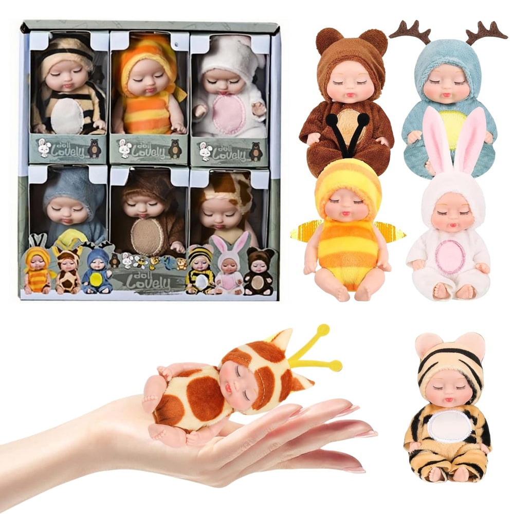 SwankyStyle 6-pcs mini baby dolls with movable joints for posing play