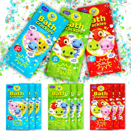 SWCANDY Bath Crackles packaging shows a safe fragrance-free kids bath toy for playtime