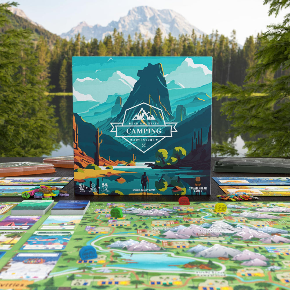 SweaterBear Games Bear Mountain Camping Adventure campers and upgrades highlight strategic customization