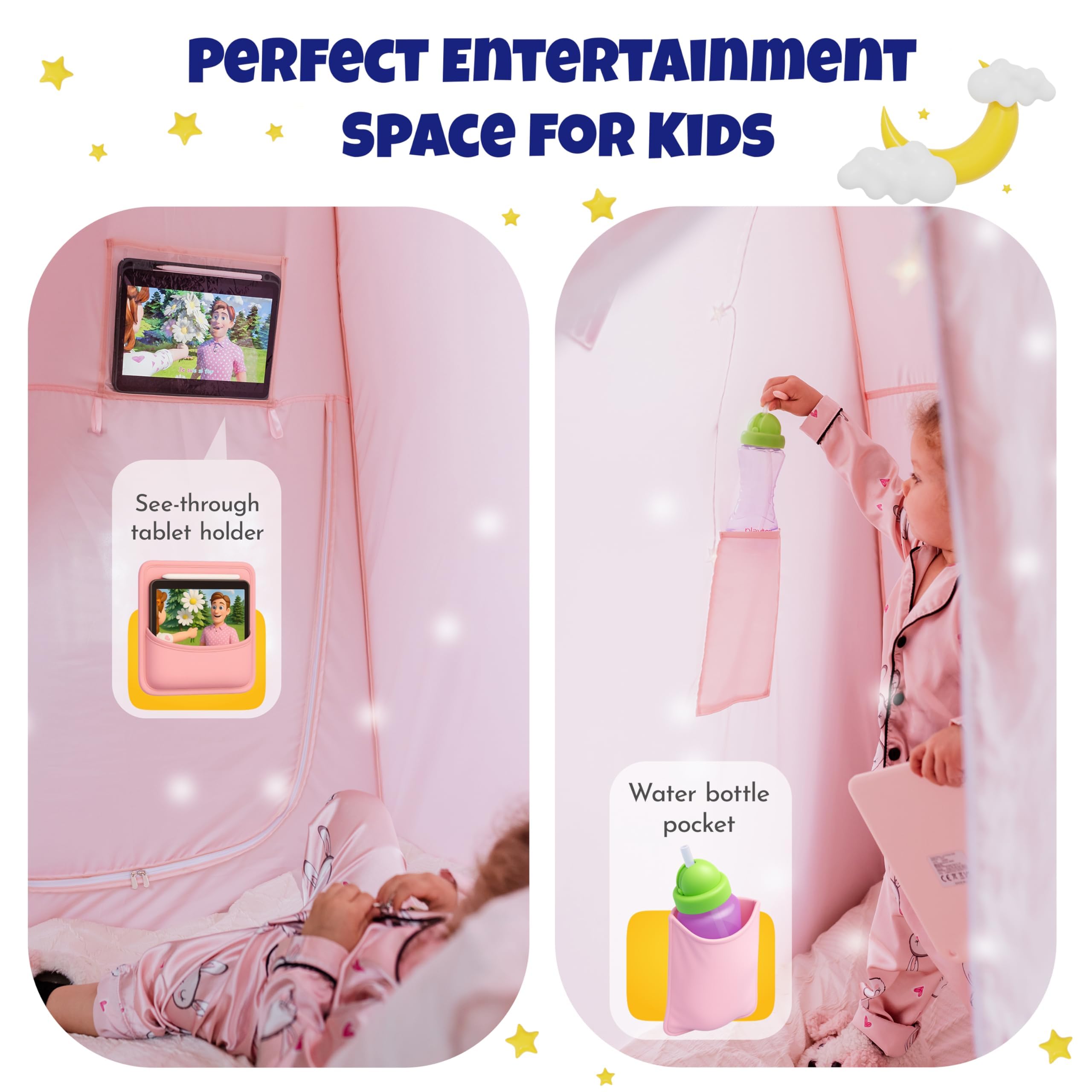 Sweet Cuddly Night 5ft star lights create magical ambience inside tent