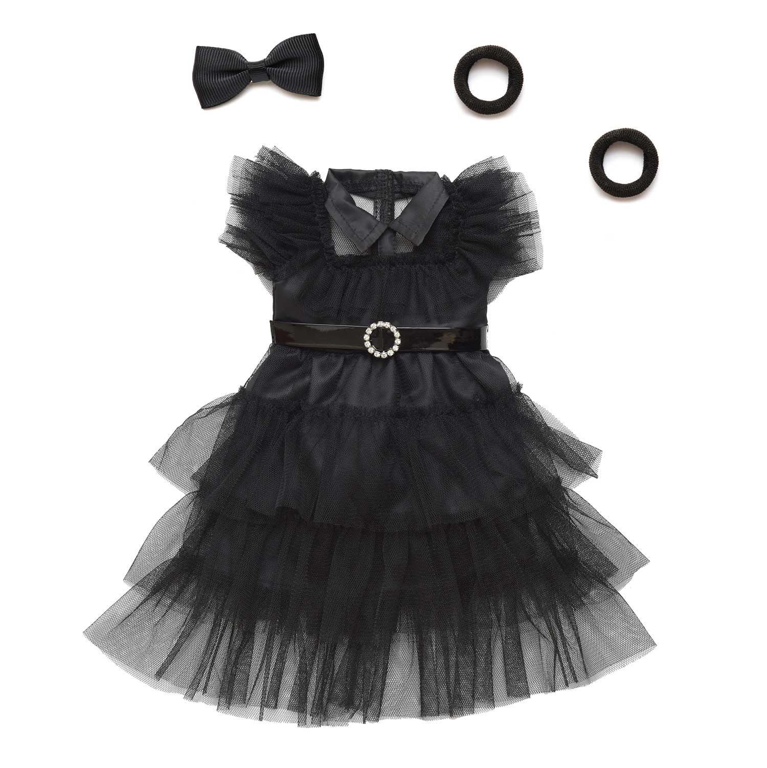Sweet Dolly black bow hairpin enhances hairstyle and finish