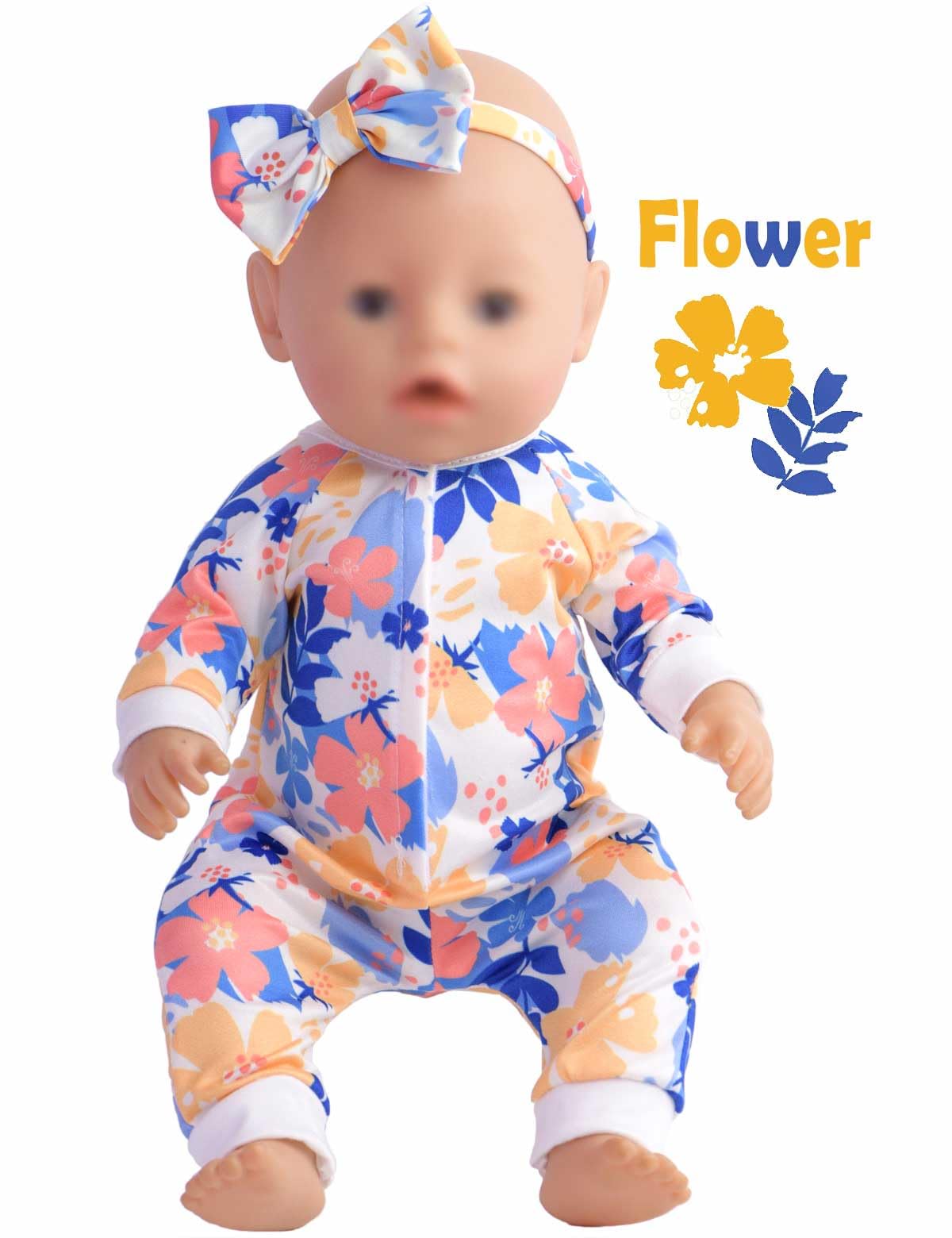 Sweet Dolly butterflies pattern jumpsuit brings whimsy to pretend care routines.