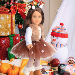 Sweet Dolly fur vest adds cozy flair to 18-inch doll outfits.