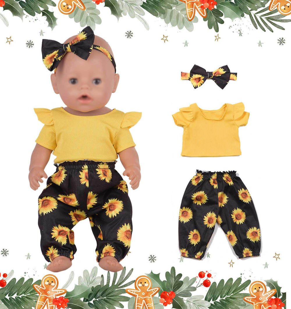 Sweet Dolly orange pants jumpsuit with bow headband for bold doll style.