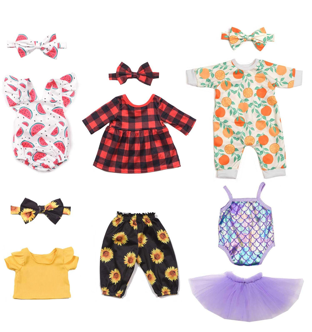 Sweet Dolly yellow sunflower top with pants and headband for mix-and-match looks.