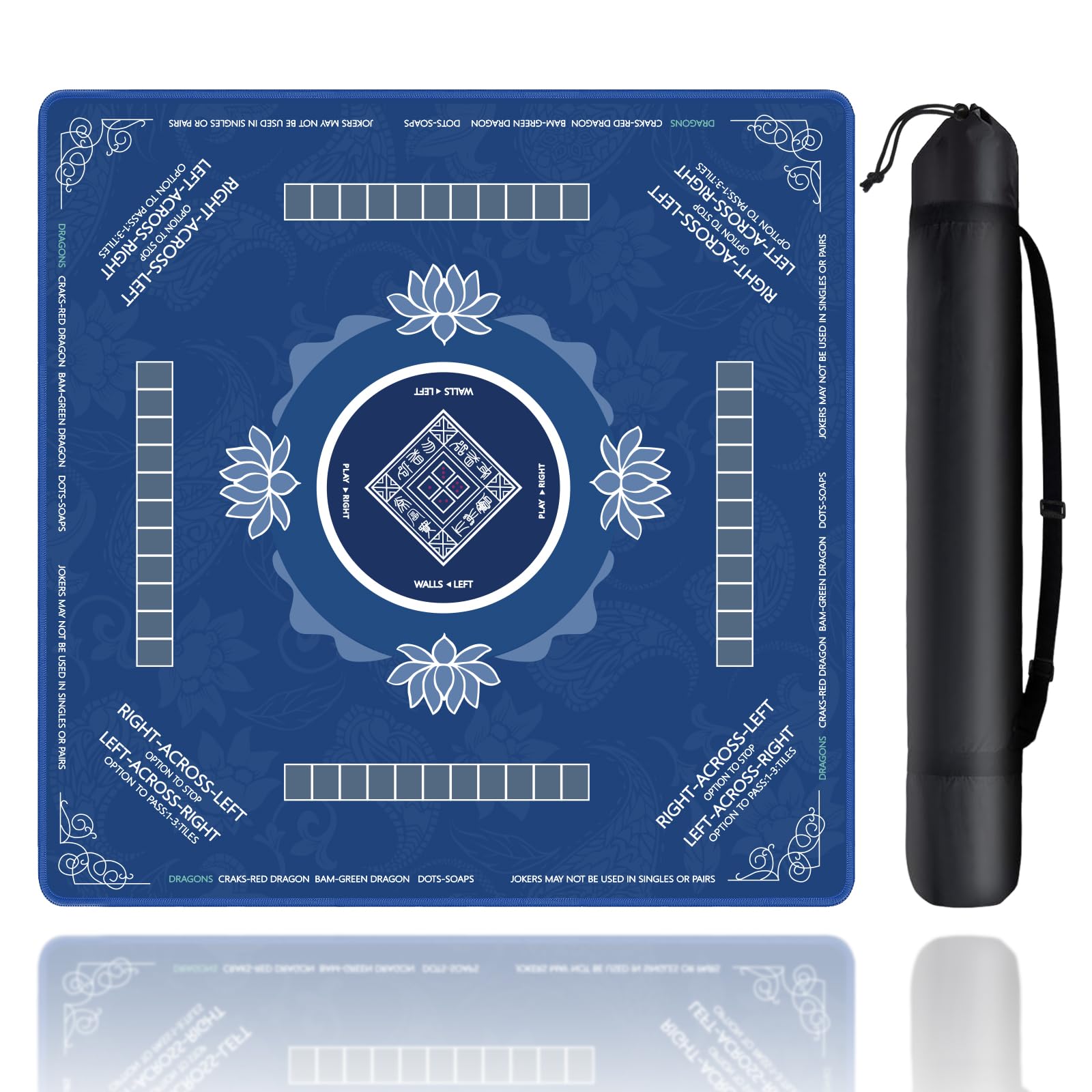 Sweetone Mahjong Mat with non-slip backing stabilizes tiles during play.
