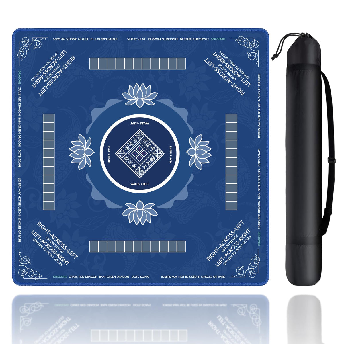 Sweetone Mahjong Mat with non-slip backing stabilizes tiles during play.