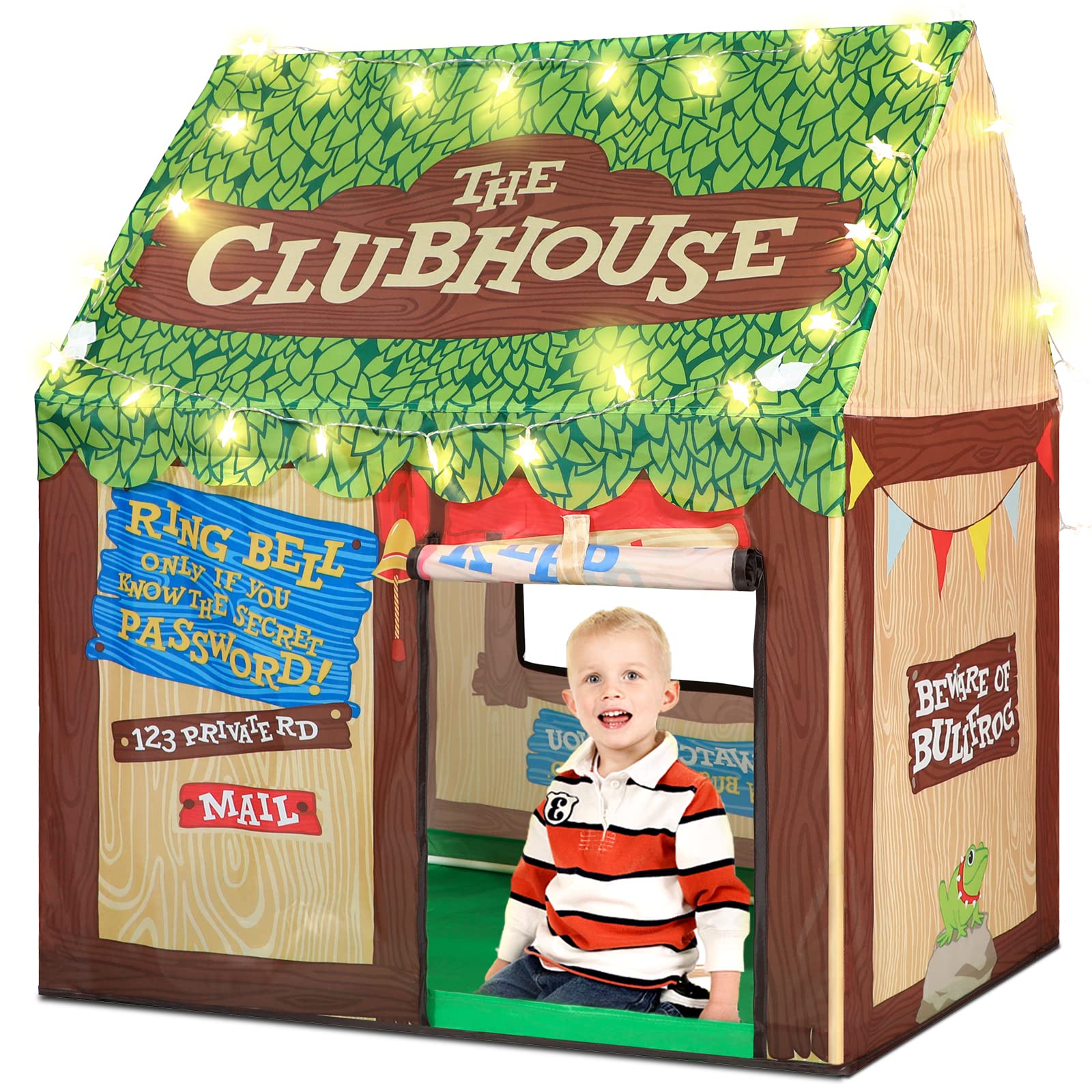 SweHouse indoor kids play tent with star lights, creating a cozy reading nook for toddlers