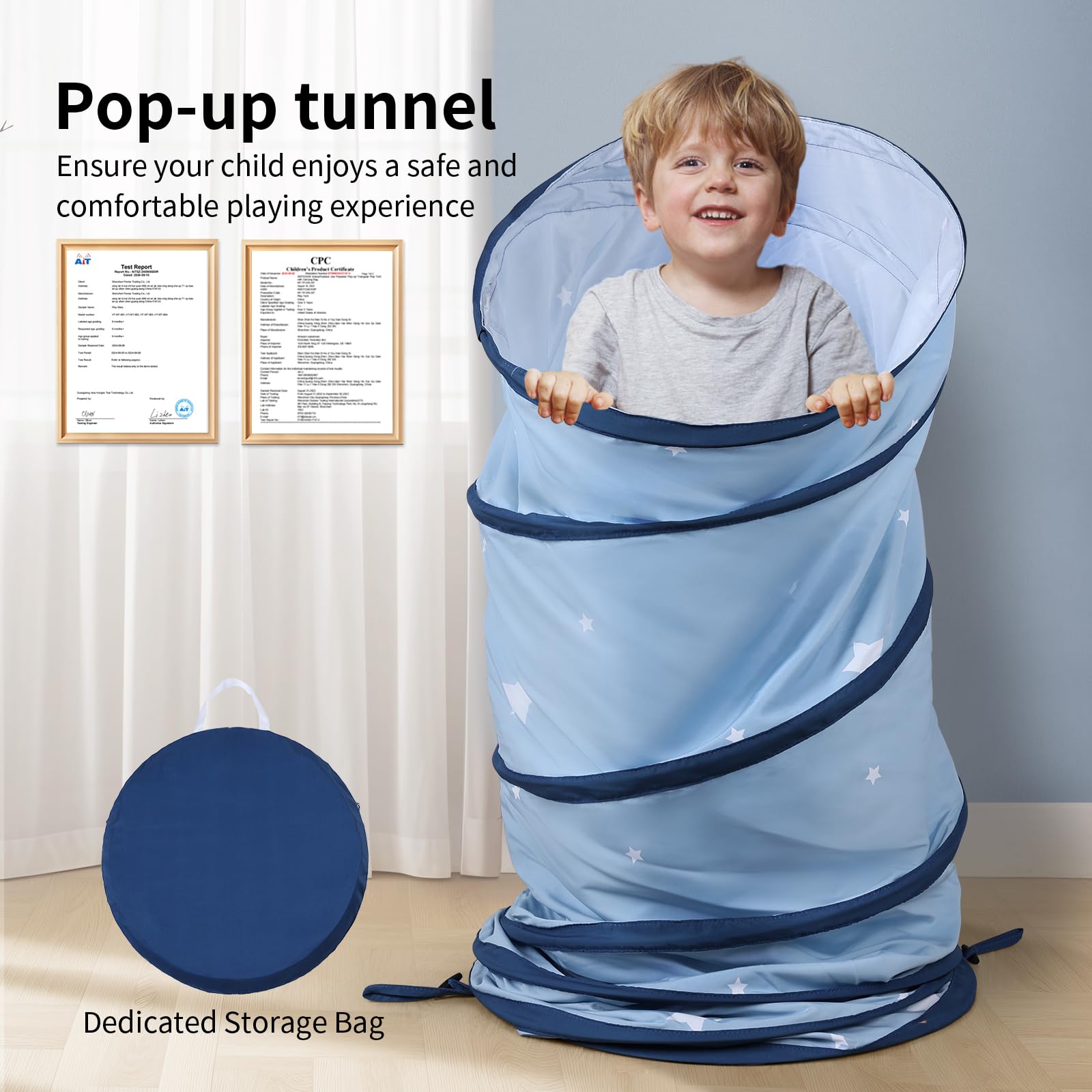 SweHouse indoor-outdoor play tunnel in use for versatile setups