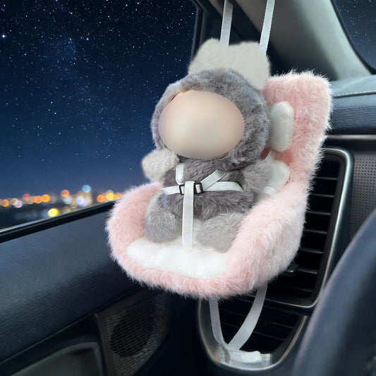 SwiftServ safety strap keeps vinyl dolls secure during bumpy rides.
