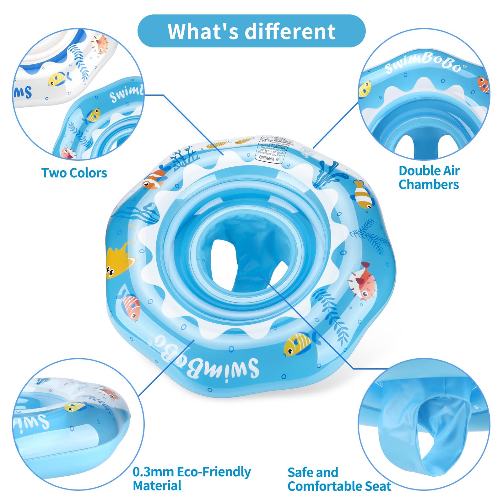 Swimbobo durable PVC with non-toxic inks for lasting color and safety.