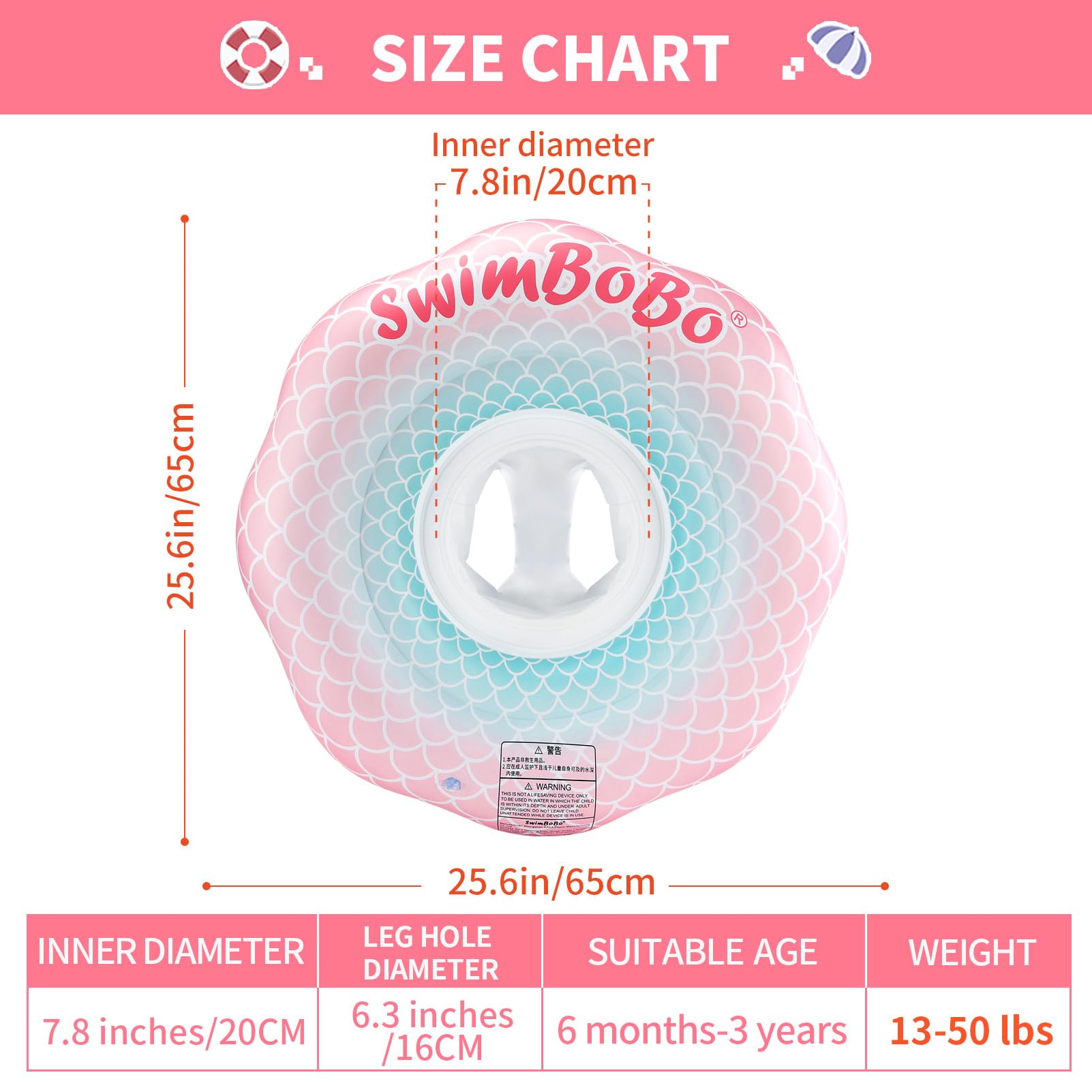 Swimbobo safety valves enable quick inflation and simple storage.