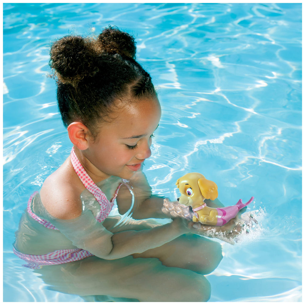 SwimWays Skye toy in water shows self-propelling action for summer play.
