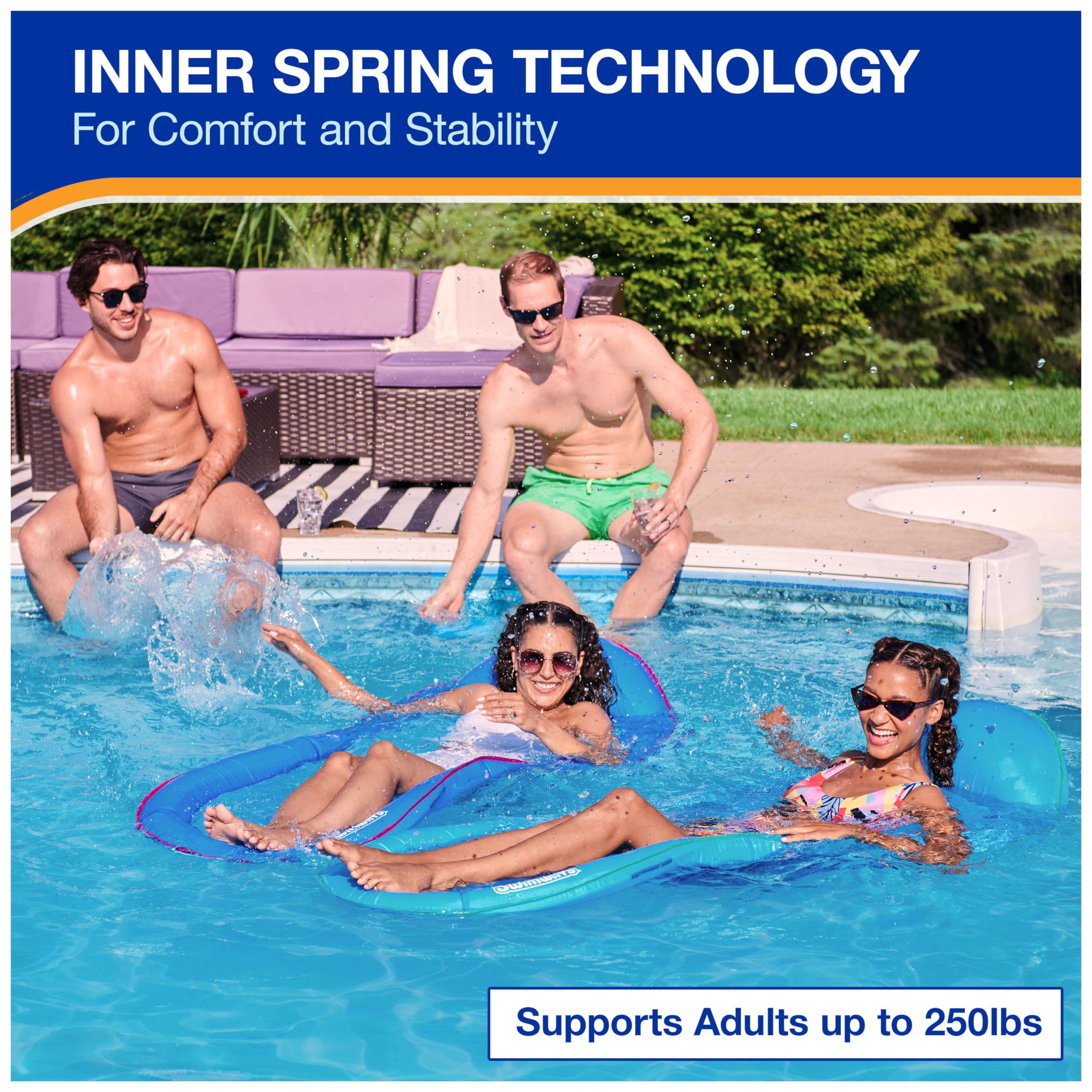 SwimWays Hyper-Flate valve enables fast, easy inflation for quick setup.