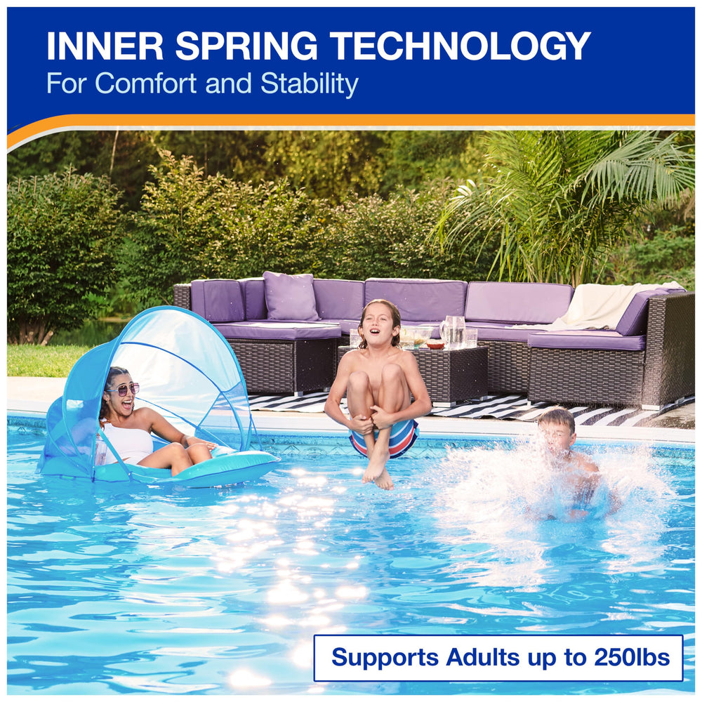 SwimWays Spring Float Recliner built-in cup holder for drinks on water