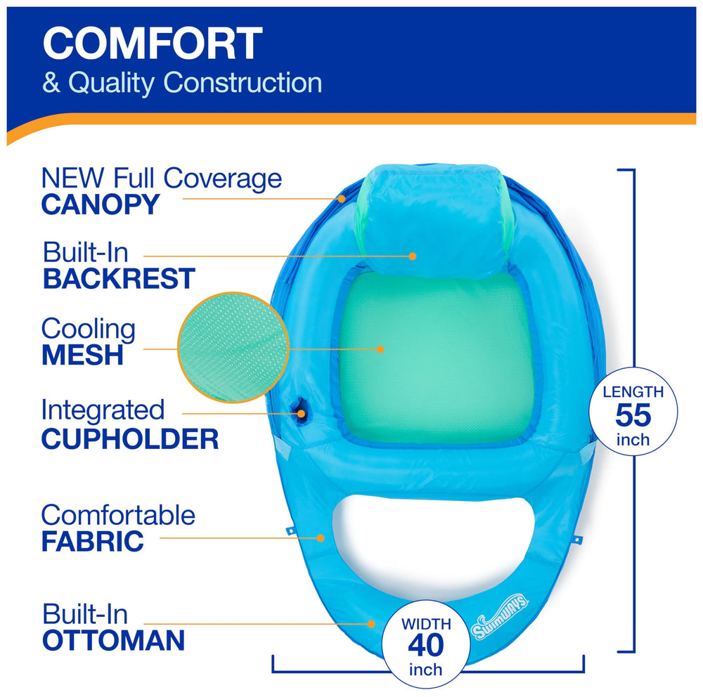 SwimWays Spring Float Recliner with patented inner spring edge for stability