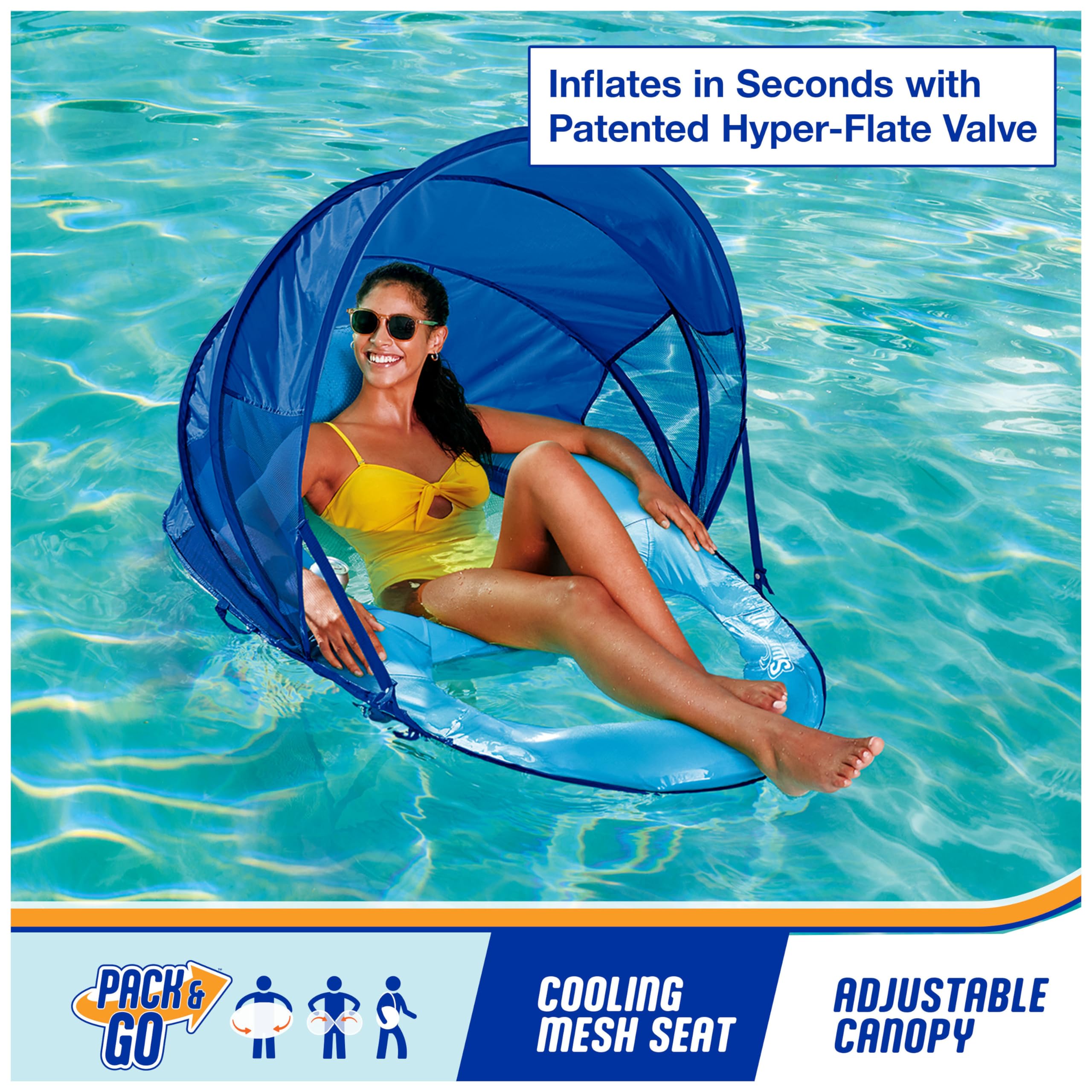 SwimWays Spring Float Recliner mesh seat keeps you cool just below the surface