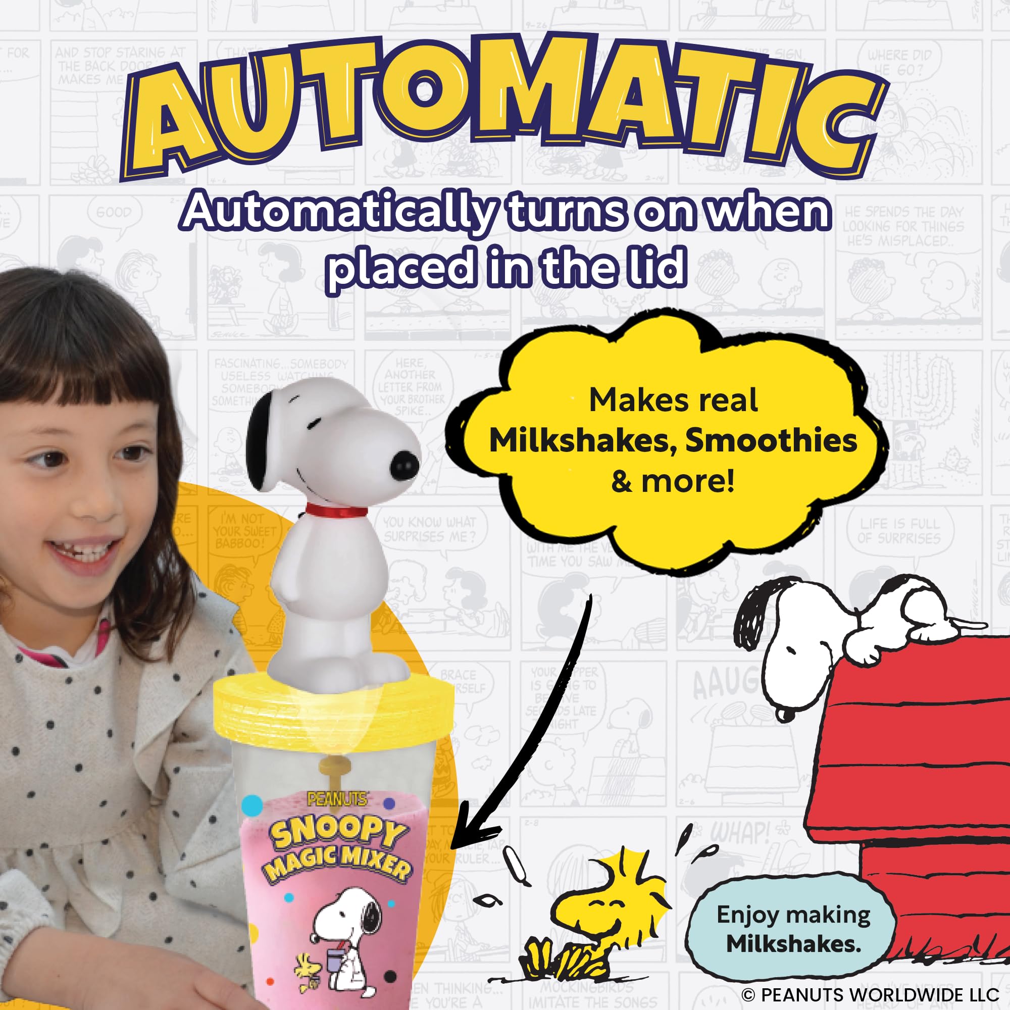 Auto-start feature activates when lid is in place for mess-free use.
