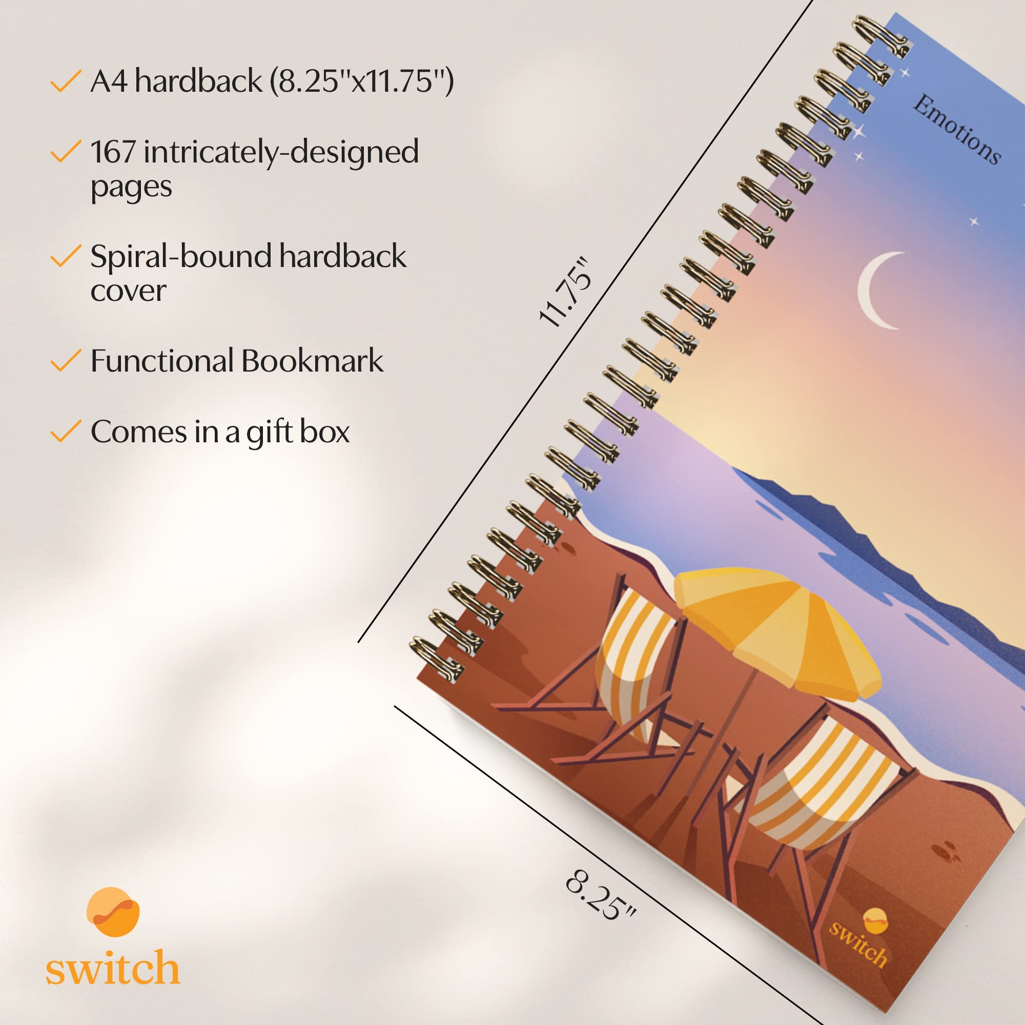 Switch Research Emotions Journal premium binding highlights quality and durability.