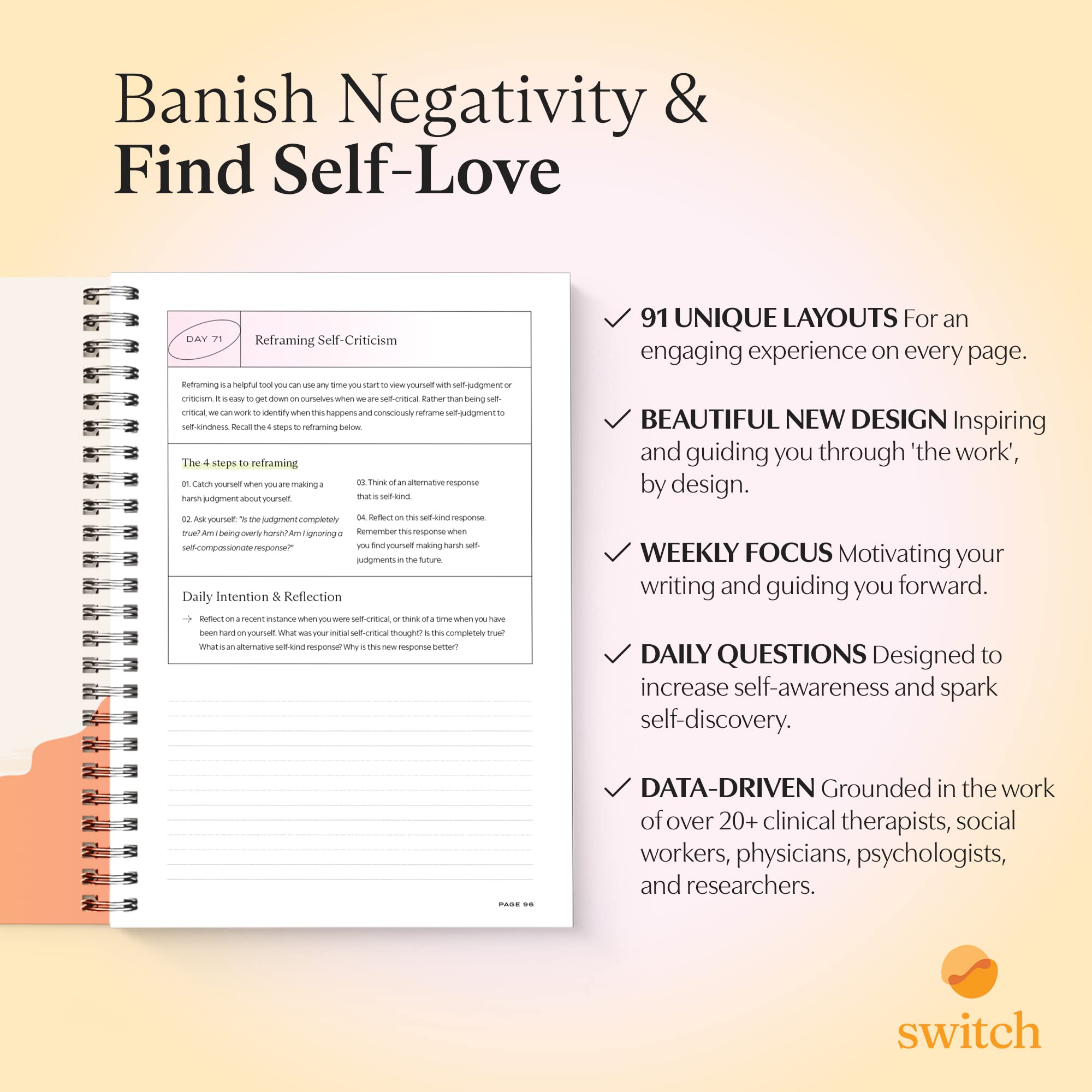 Switch Research Self-Love Journal bonus video content paired with prompts for deeper learning