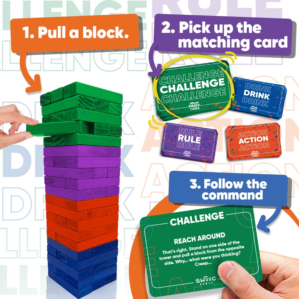 SWOOC colored blocks in action deliver fast-paced challenges and laughs.