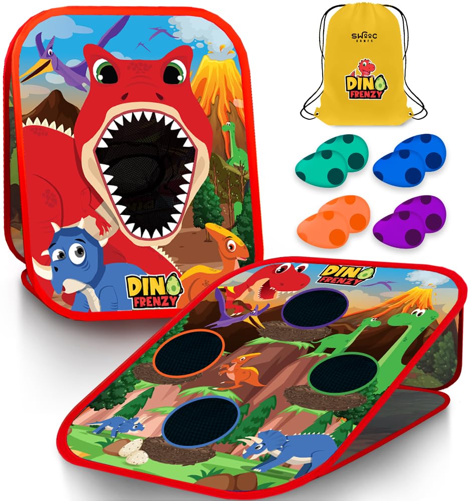 SWOOC Dino Frenzy game board setup for quick play and easy storage.