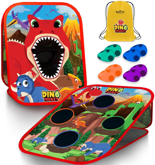 SWOOC Dino Frenzy game board setup for quick play and easy storage.
