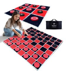 SWOOC Games giant checkers mat on lawn for outdoor family fun