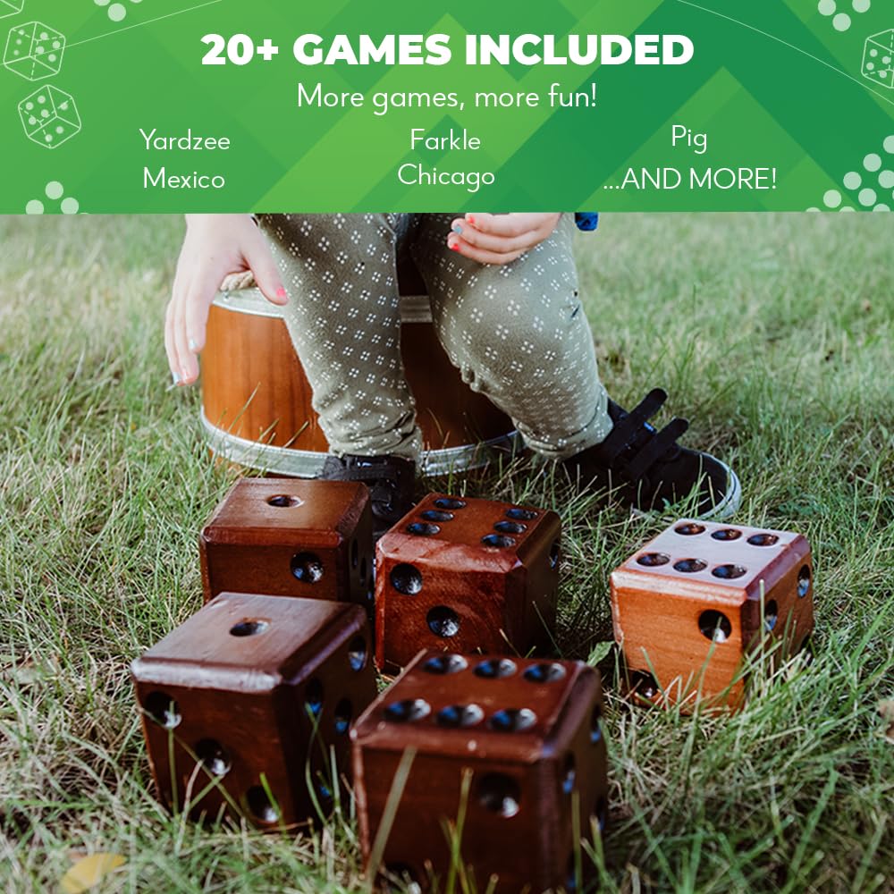 SWOOC weatherproof dice set withstands sun and rain for all-season outdoor use.