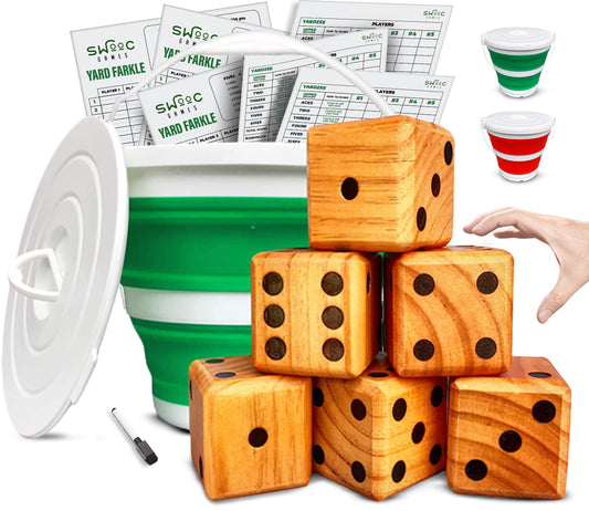 SWOOC Yardzee giant wood dice set for outdoor lawn games