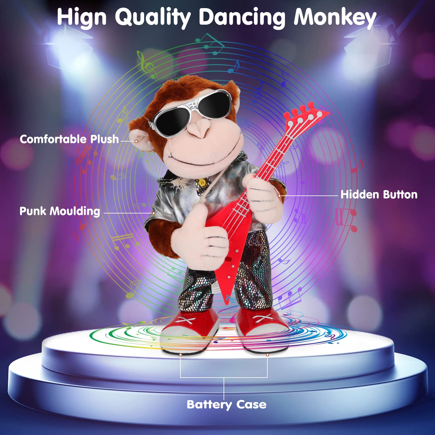SWTOIPIG Dancing Monkey Plush Toy body shake adds dynamic movement to kids' stories