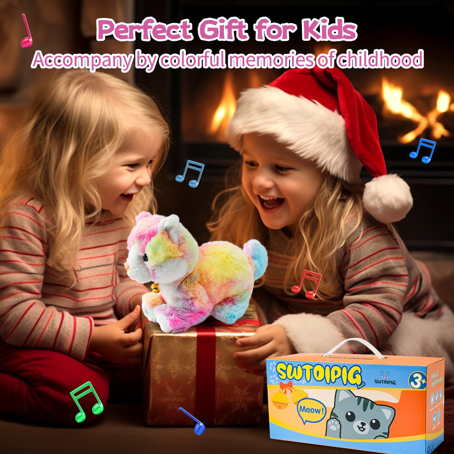 SWTOIPIG plush kitten quick setup with battery access for playtime