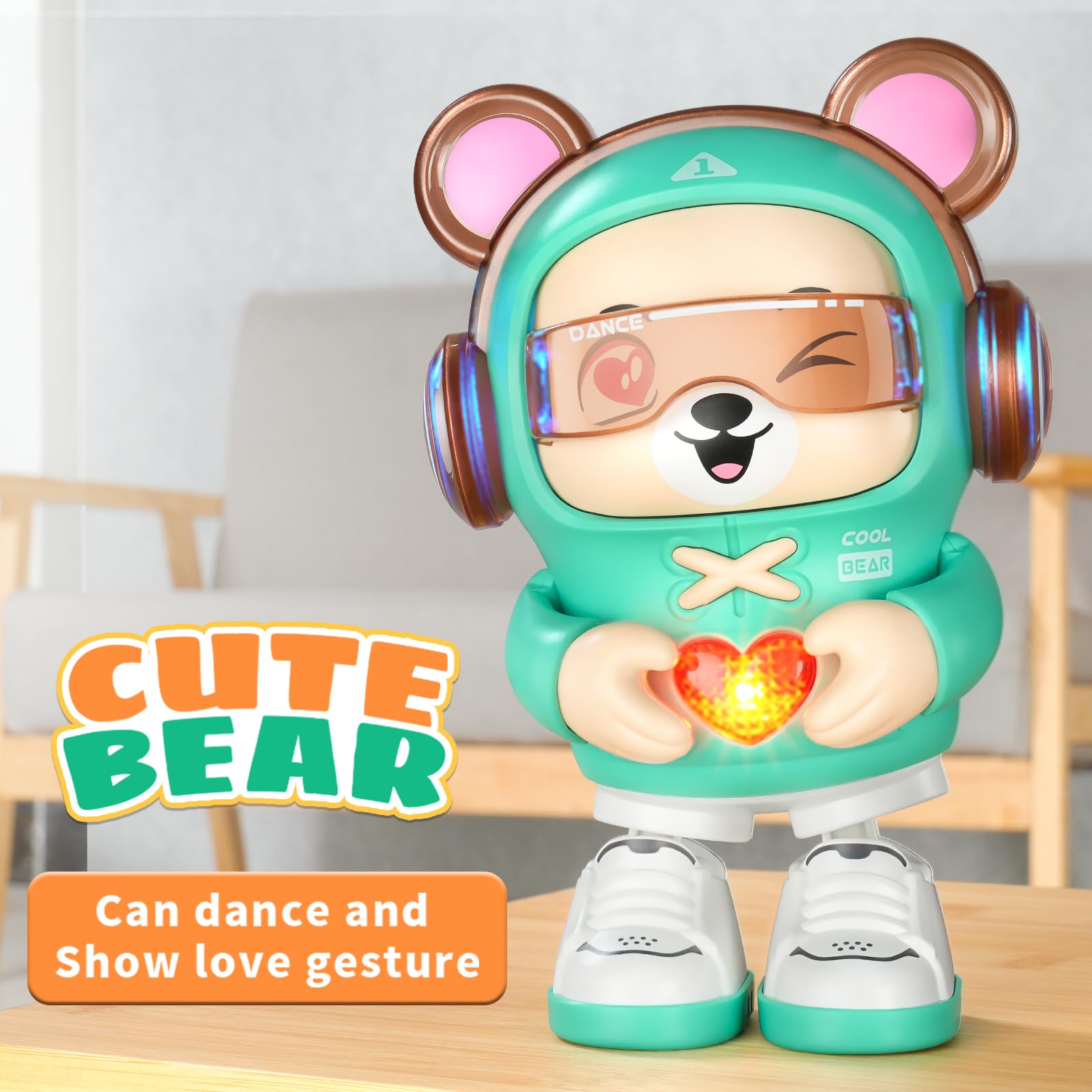 SXJ bear with lights close-up highlighting visual cues for sensory engagement