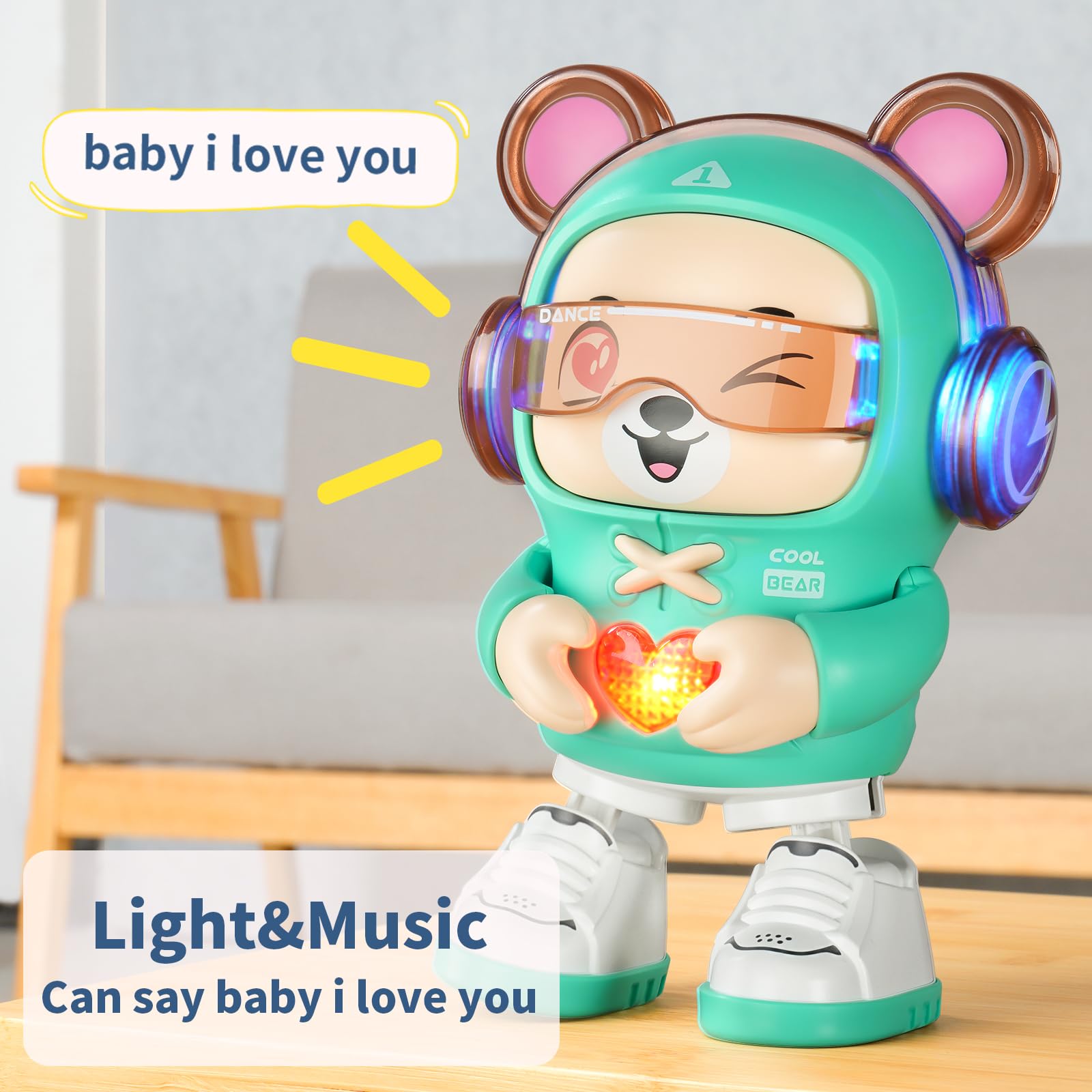 SXJ bear performing musical action close-up suitable for gentle playtime