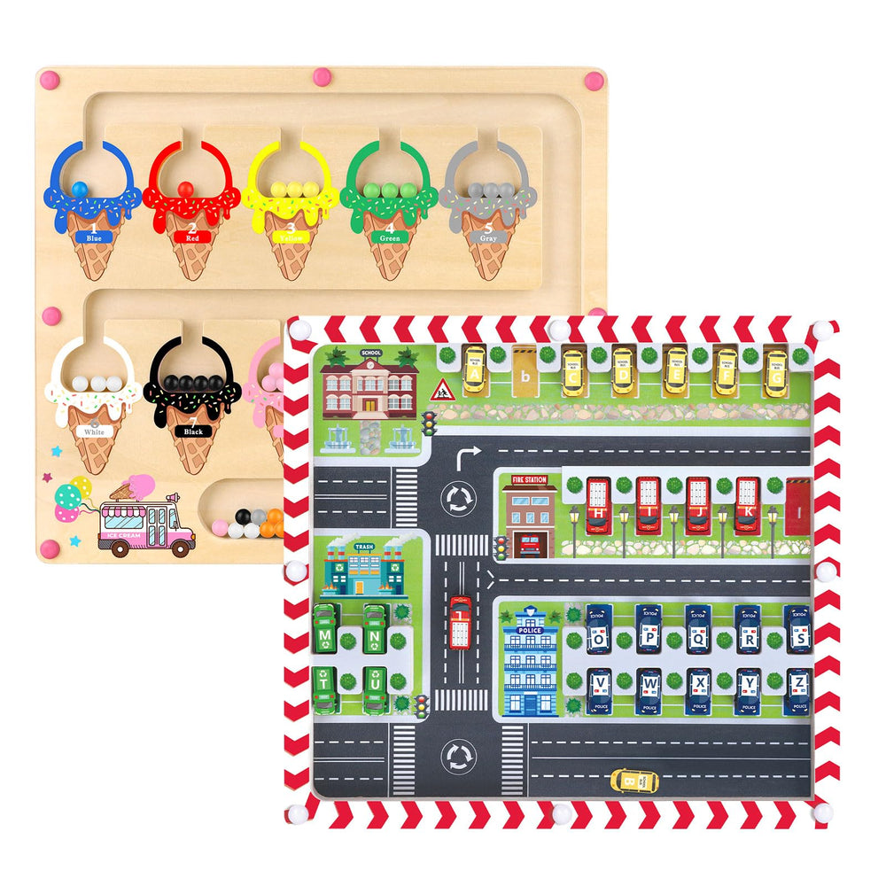 Syahro 2-in-1 magnetic color and number maze cover for color sorting and early math