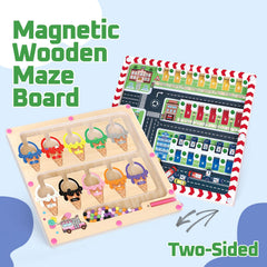 Syahro wooden alphabet maze edge with magnetic beads for letter recognition