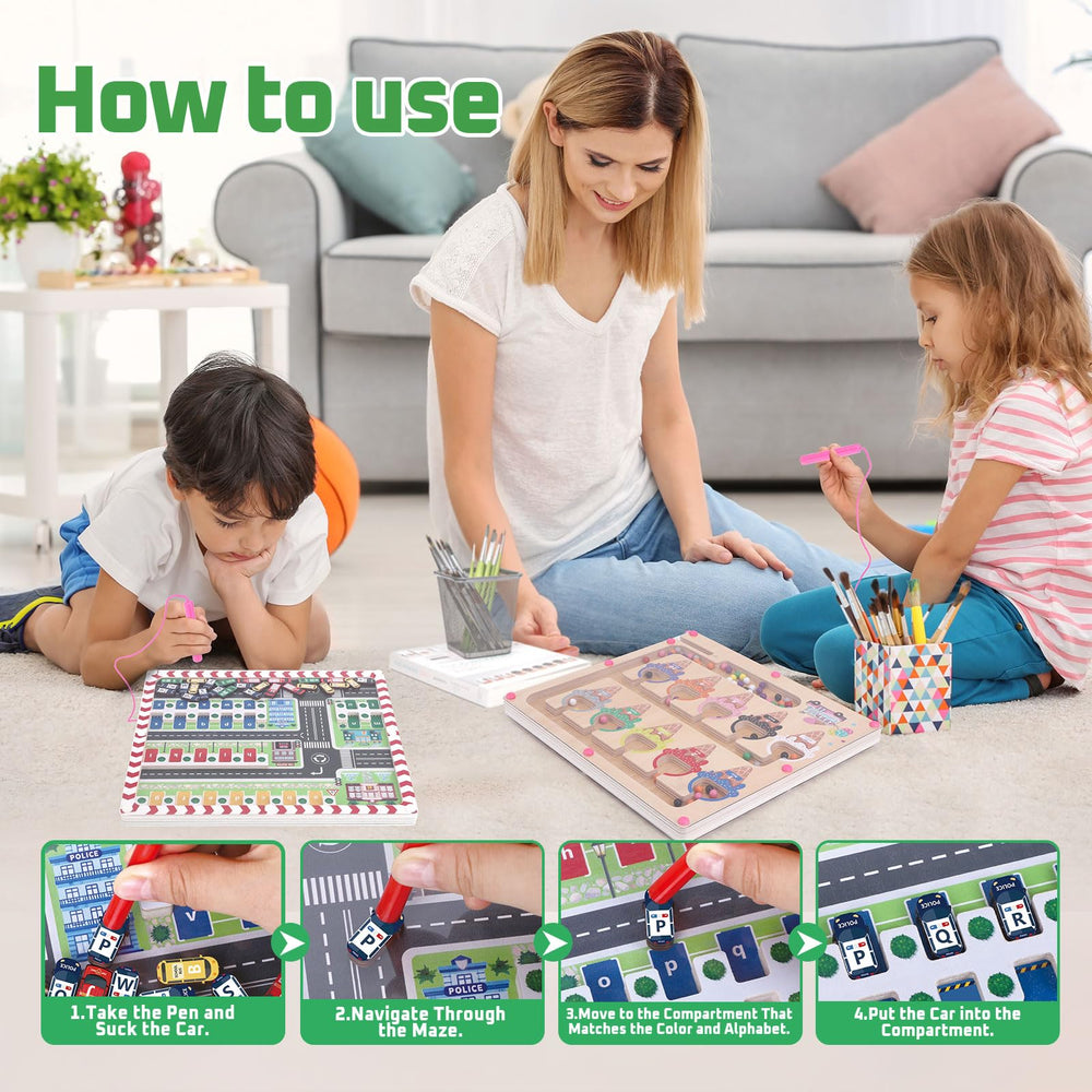 Syahro toddler busy board promotes fine motor skills during imaginative play