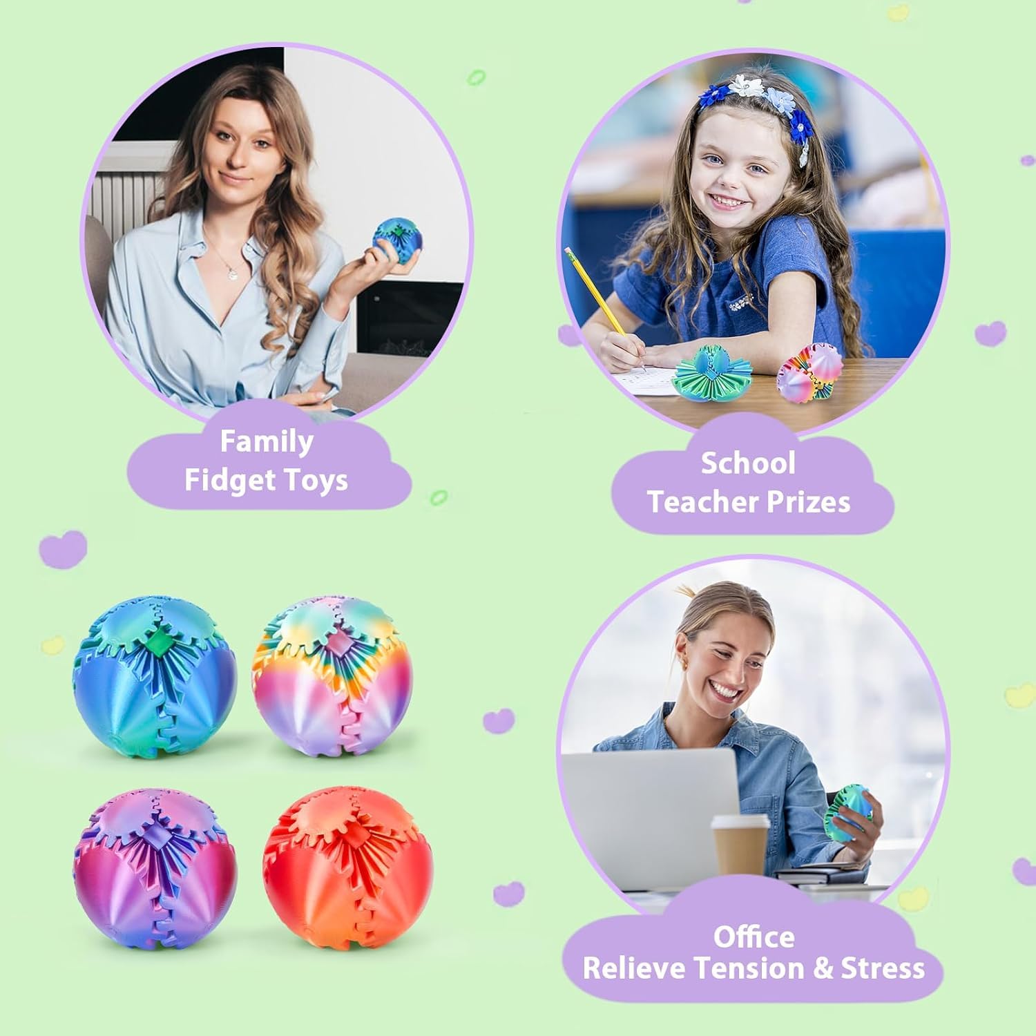 Sybedu desk friendly fidget toy sits on a desk for quick breaks and concentration.
