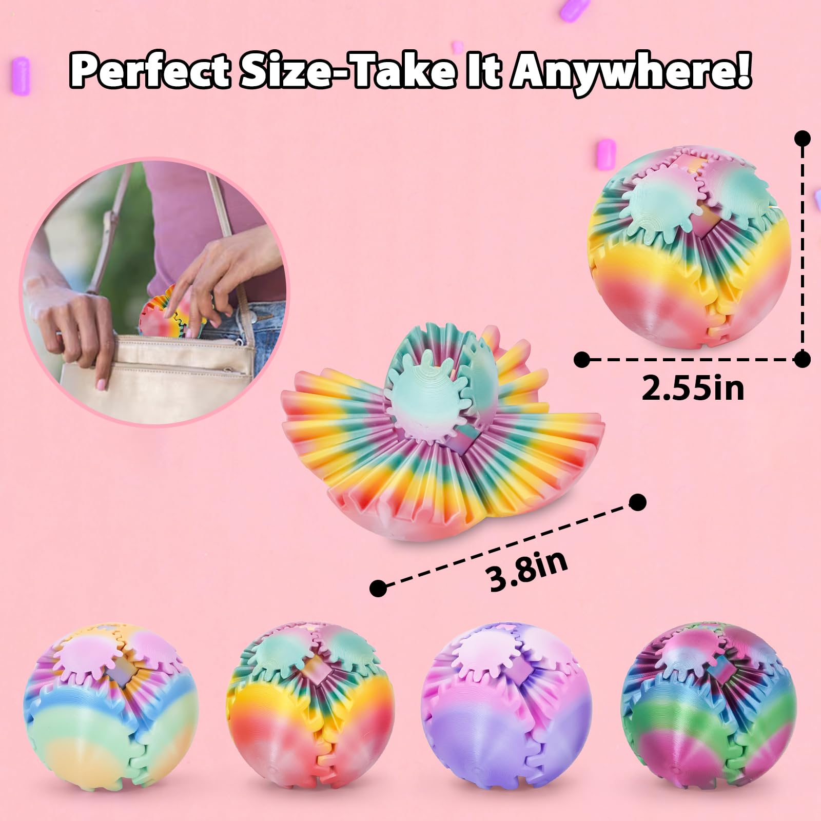 Sybedu gearball spin toy in gradient hues for calm break moments