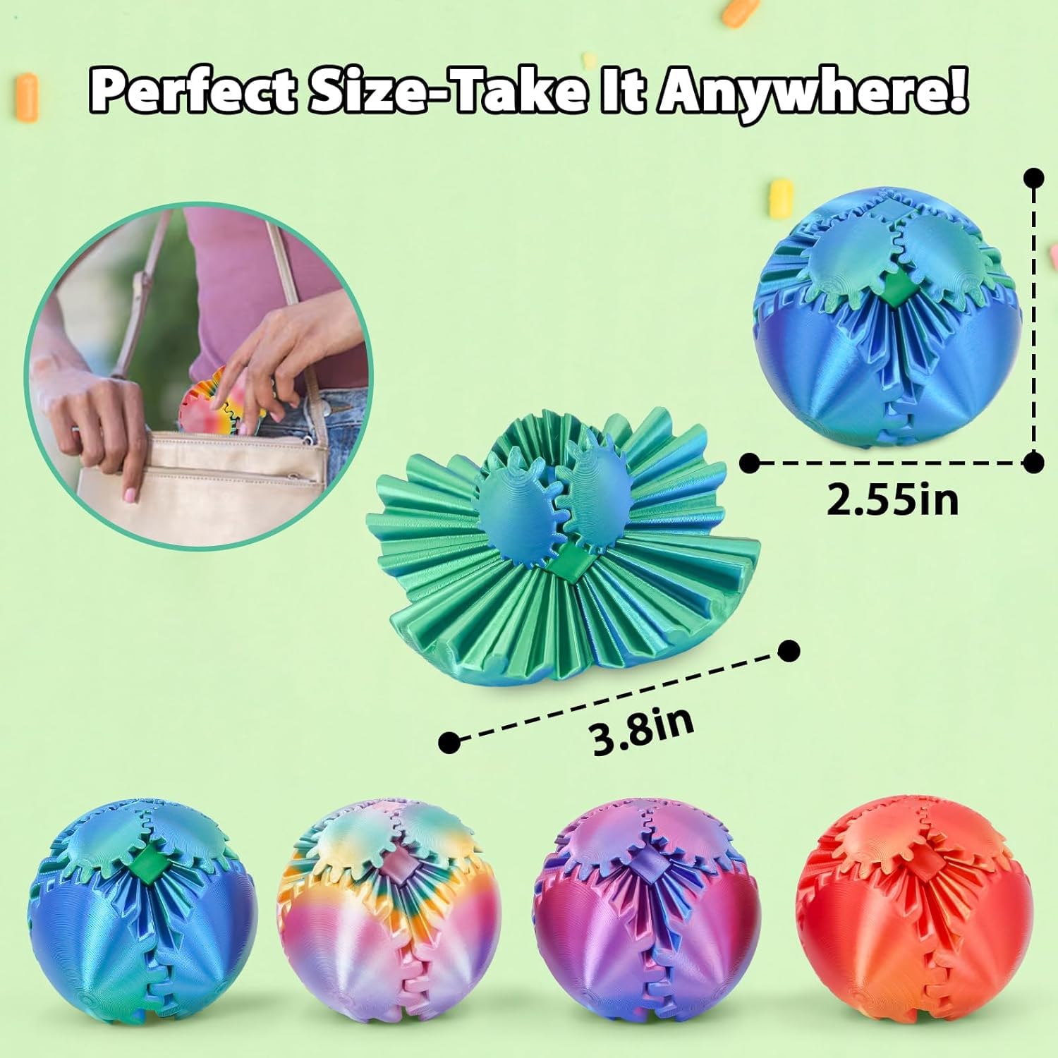 Sybedu portable pocket size fidget fits in a pocket for travel or commute.